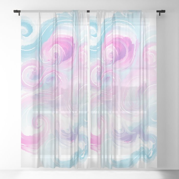 Watercolor Pastel Swirls Sheer Curtain
