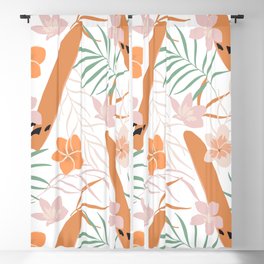 Minimalistic Tropical Blush Leaves Aloha Pattern Blackout Curtain