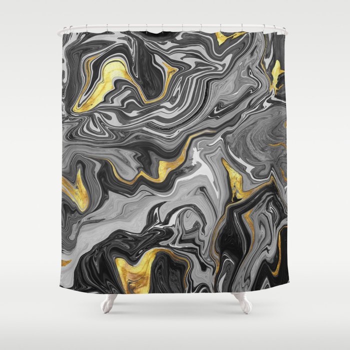 Grey and hotsell gold shower curtain