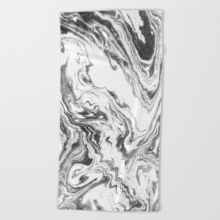 Yoshiko Spilled Ink Black And White Marble Marbled Painting