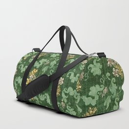 Vintage Distressed Green Floral Duffle Bag