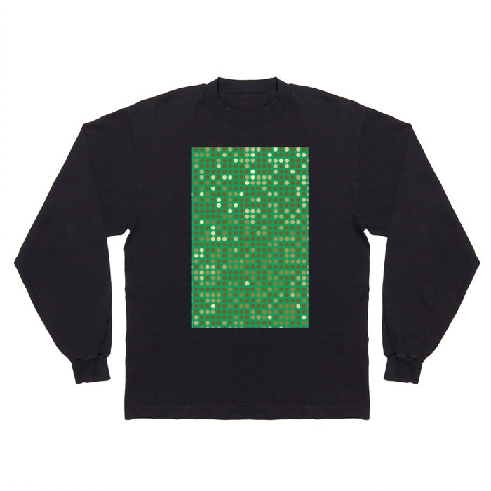 Gold Polka Dots on Green Background Long Sleeve T Shirt