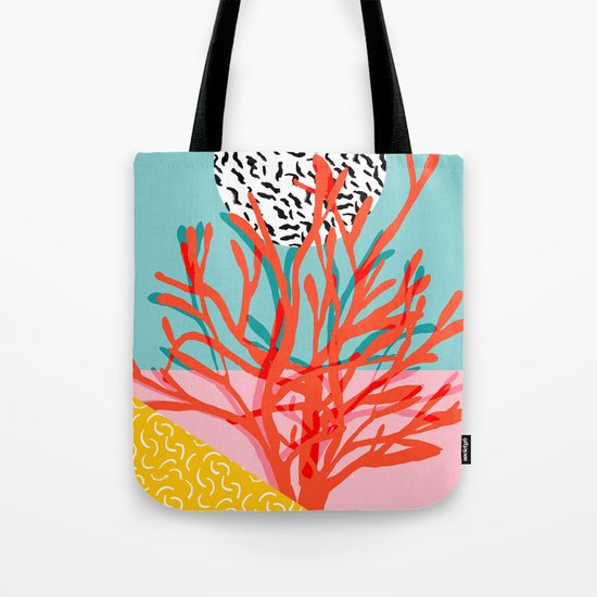 Big Time - throwback memphis style 1980s neon art print coral palm springs home decor hipster art Tote Bag