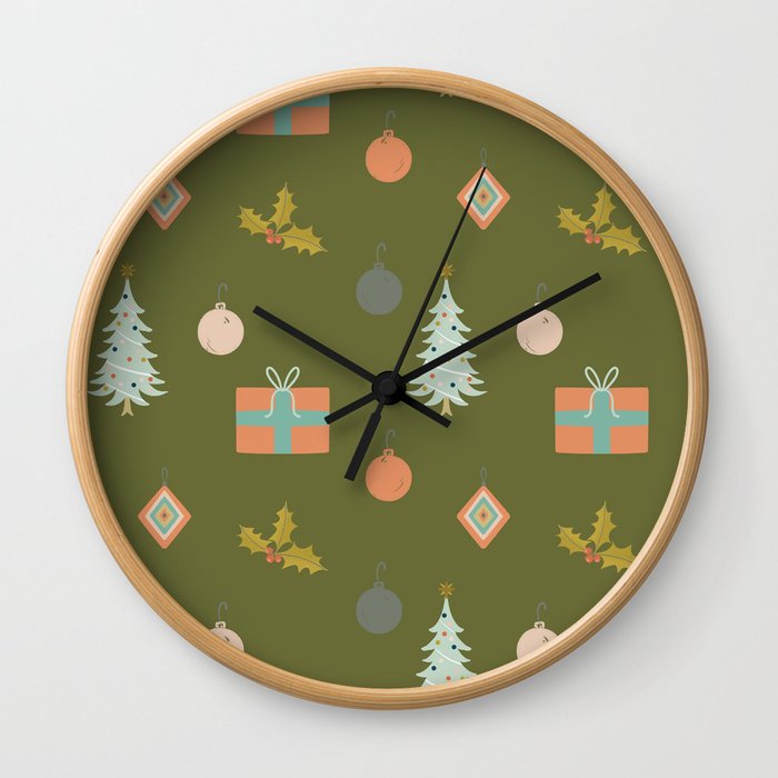 Army Green Retro Christmas Wall Clock