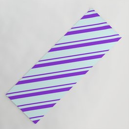 [ Thumbnail: Purple & Light Cyan Colored Lines/Stripes Pattern Yoga Mat ]