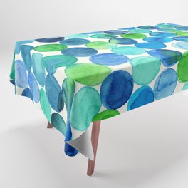 Watercolor Connected Circles - Blue, Green, Turquoise Tablecloth