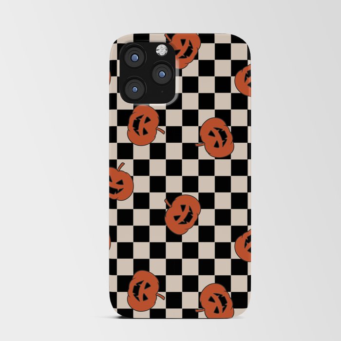 Checkerboard Pumpkin Halloween iPhone Card Case