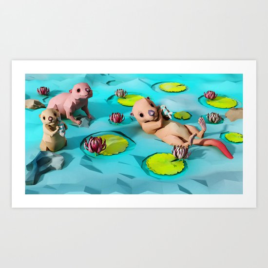 Otters Art Print
