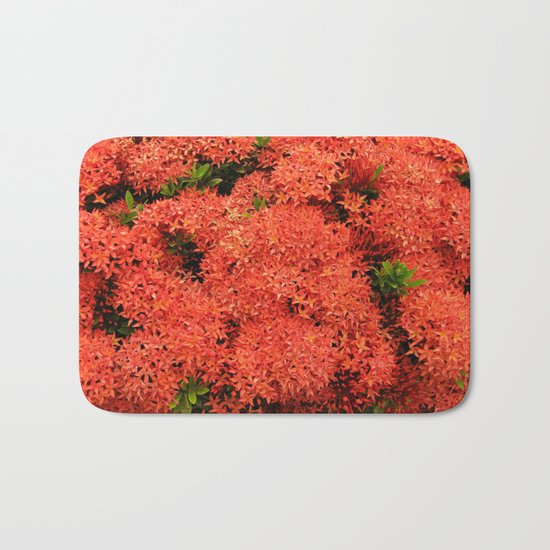 Tropical Orange Flowers Bath Mat
