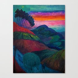 'Farmer on his Way Home at Sunrise' mountain landscape by Marianne von Werefkin Canvas Print