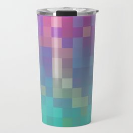 geometric pixel square pattern abstract background in pink purple blue green Travel Mug