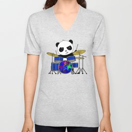 A Drumming Panda V Neck T Shirt
