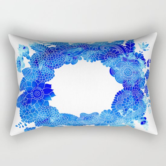 Blue Floral Pattern 01 Rectangular Pillow
