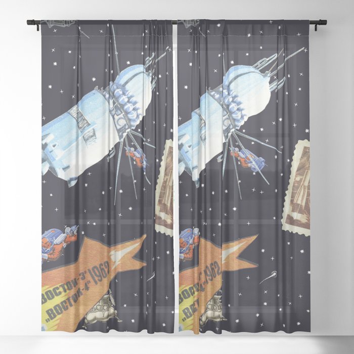 Gagarin space art #5 [Sovietwave] Sheer Curtain