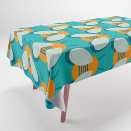 Lucky Bee - Cute Retro Minimalism in Orange and Turquoise Tablecloth