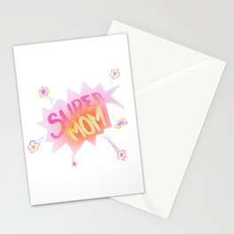 Super Mom Neon Colorful Hand lettering Stationery Card
