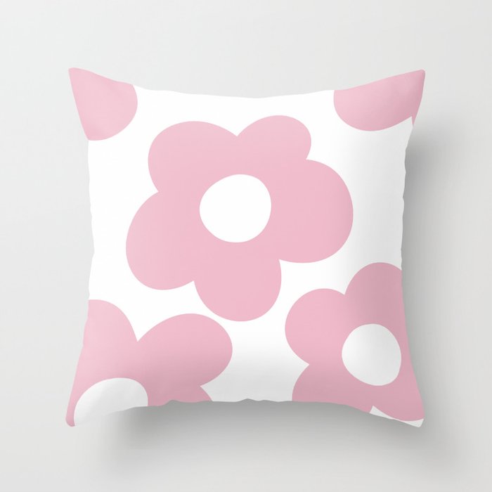 Soft baby pink abstract flowers Throw Pillow