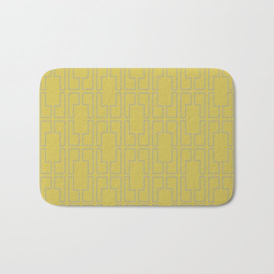 Simply Mid-Century Retro Gray on Mod Yellow Bath Mat