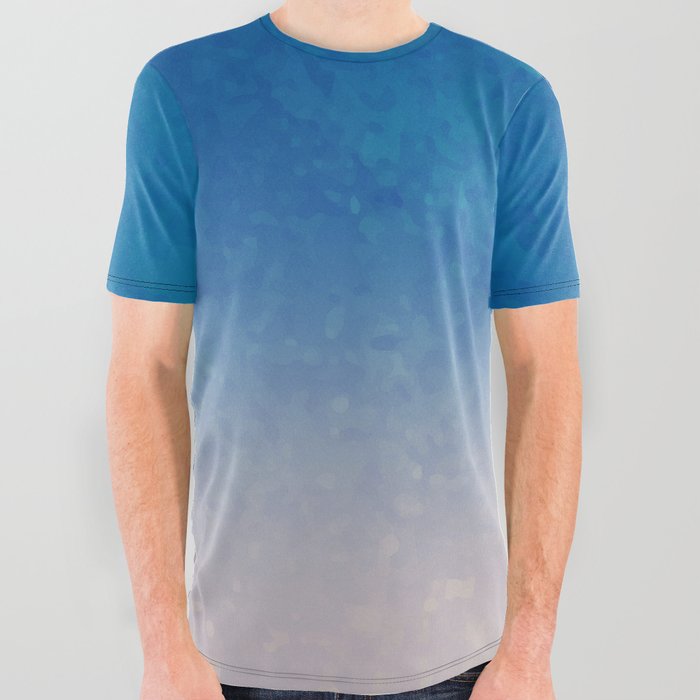 Blue & Cream Dip-Dye Beach Pattern All Over Graphic Tee