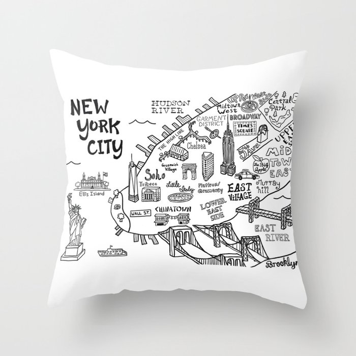 New York City Map Throw Pillow by clairelordon | Society6