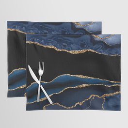 Navy & Gold Agate Texture 11 Placemat