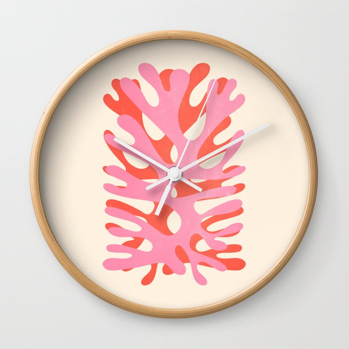 Sea Leaf: Matisse Collage Peach Edition Wall Clock