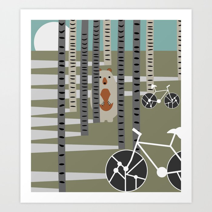 Biking in the woods Art Print
