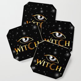 New World Order golden witch eyes with crescent moon	 Coaster