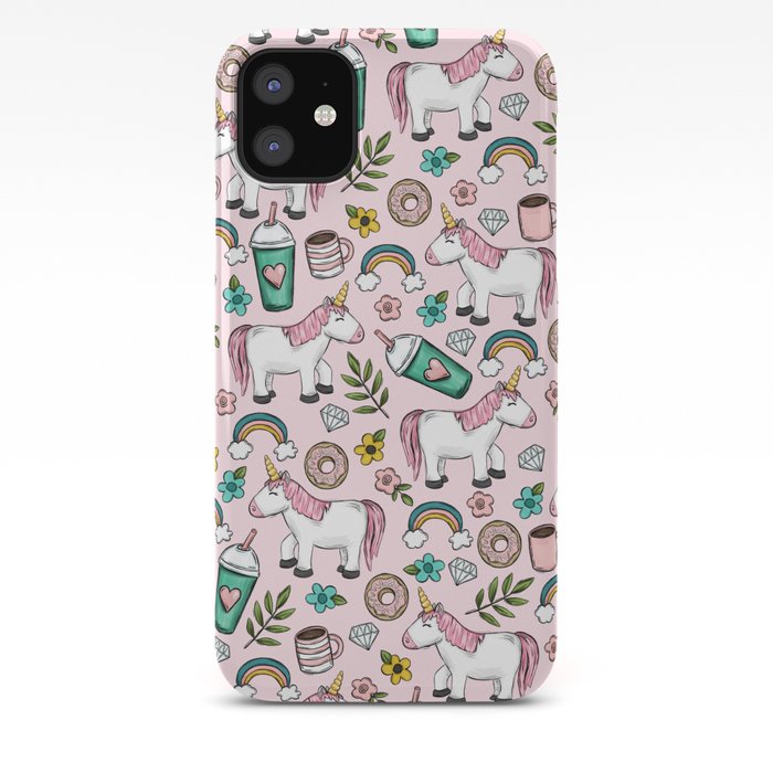 Pink Unicorn Sweet Pink Donuts And Frappuccino Cute Emoji Print