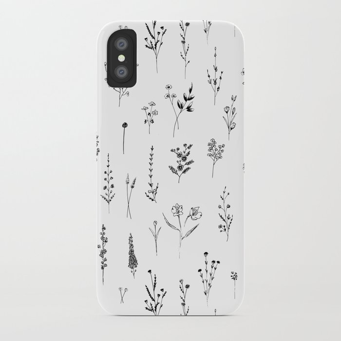 White Wildflowers Pattern iPhone Case