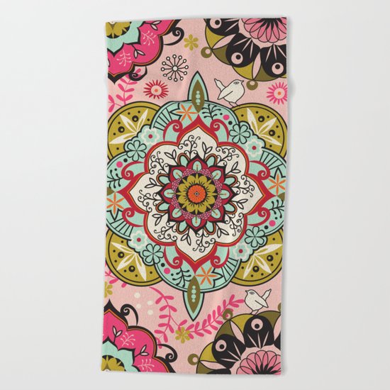 Mandala color pattern Beach Towel