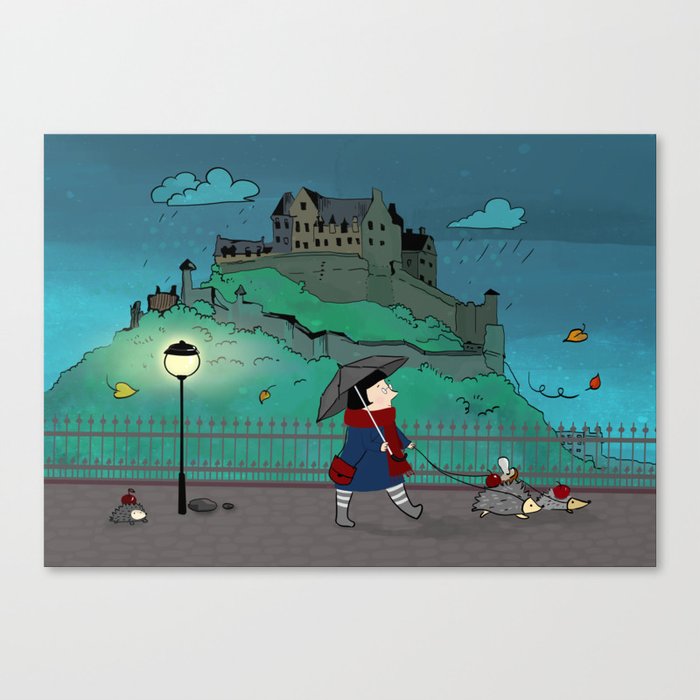 Walk with the hedgehogs in Edinburgh Canvas Print