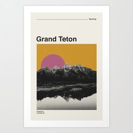 Retro National Park Poster Grand Teton Art Print