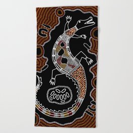 Aboriginal Crocodile Authentic Aboriginal Art Beach Towel
