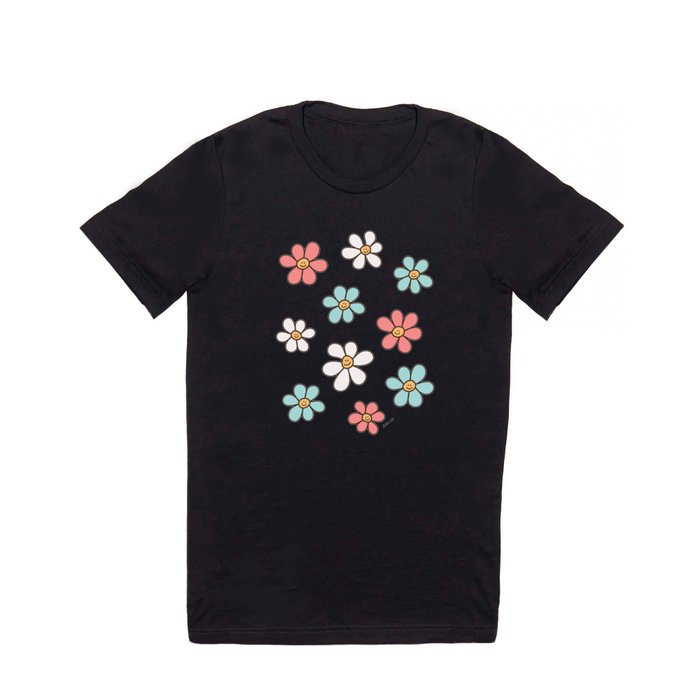 Happy Daisy Pattern, Cute and Fun Smiling Colorful Daisies T Shirt