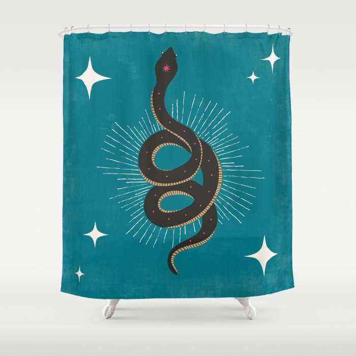 Slither - Teal  Shower Curtain
