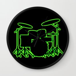 Neon Drum Kit Wall Clock