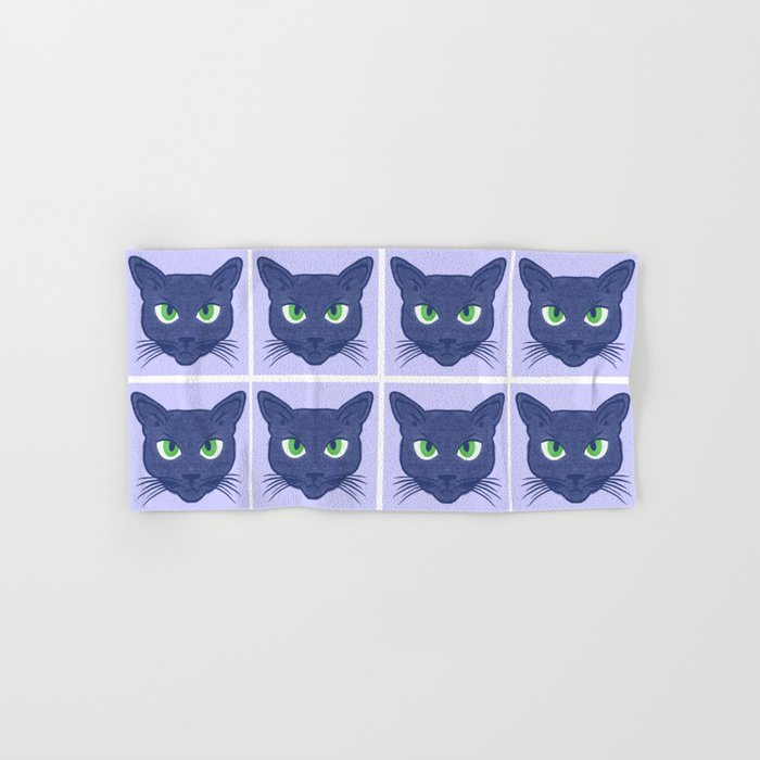 Retro Modern Periwinkle Cats Pattern Hand & Bath Towel