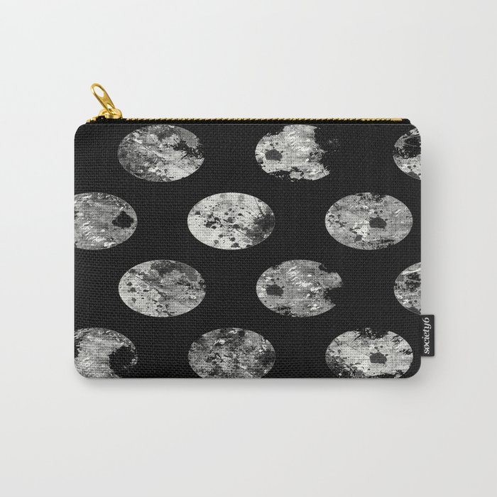 Lunar Pattern - Abstract Black And White Moon Pattern Carry-All Pouch