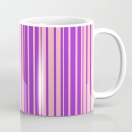 [ Thumbnail: Dark Orchid & Light Pink Colored Lined Pattern Coffee Mug ]
