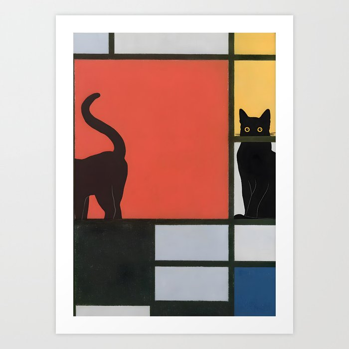 Cat in Abstract Art Print