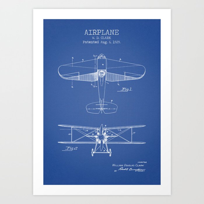 Airplane blueprint Art Print