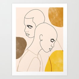 Abstract Line Drawing Couple Art Print