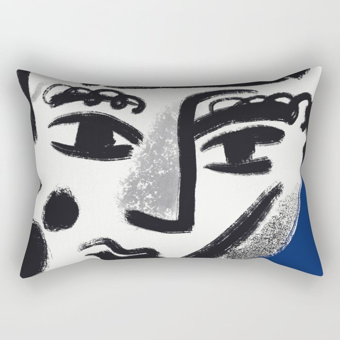 Portrait in blue 02 Rectangular Pillow