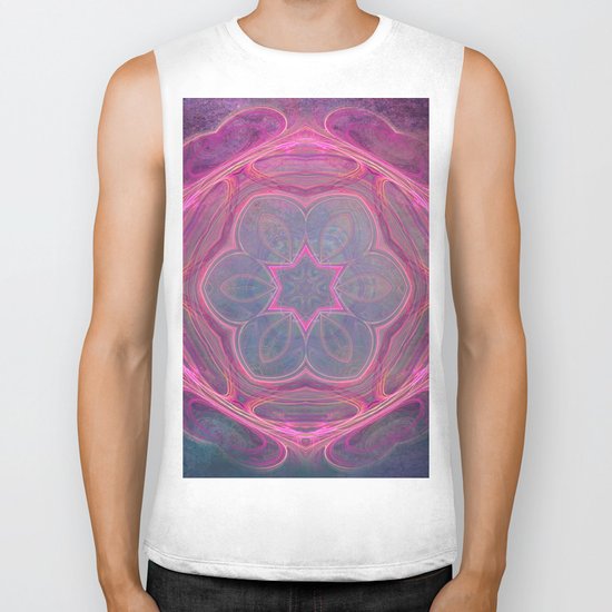 whimsical fractal love in pink Biker Tank