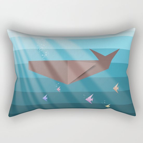 LIVING SEA (origami animals whales) Rectangular Pillow
