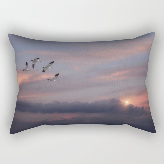 SNOW GEESE IN THE CLOUDS Rectangular Pillow