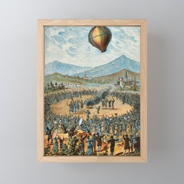 Hot Air Balloon Vintage Poster Framed Mini Art Print