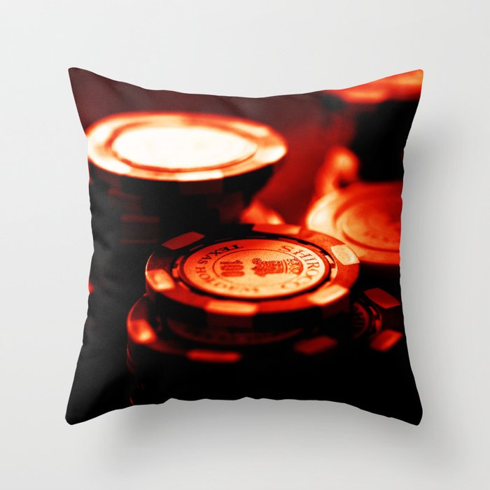 Casino Chips Stacks-Red Throw Pillow