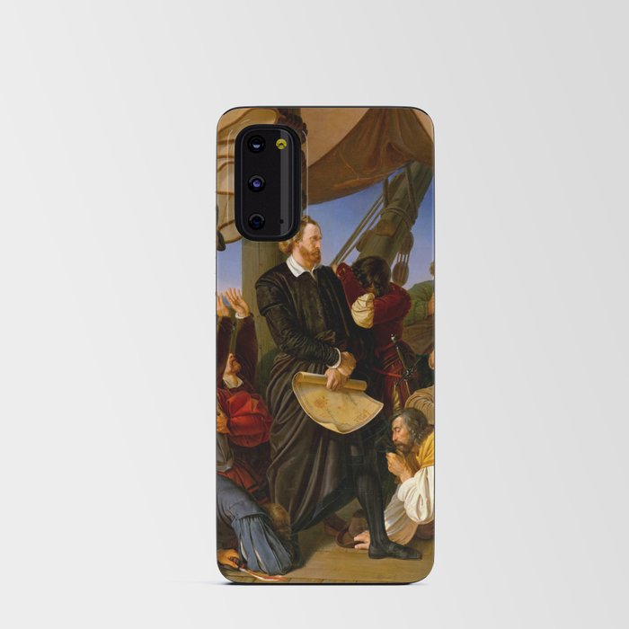 Columbus Discovers the Shores of America, 1846 by Christian Ruben Android Card Case